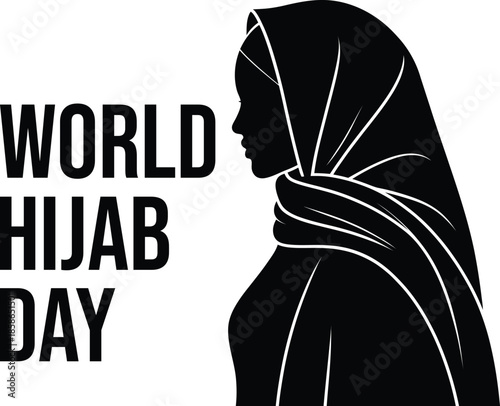 Celebrating world hijab day with muslim woman wearing hijab