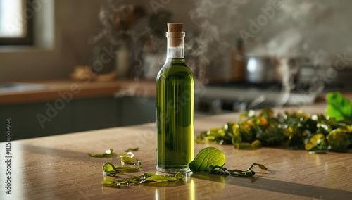 Seaweed-derived vegan oil, rich in monounsaturated fats, used in plant-based cooking