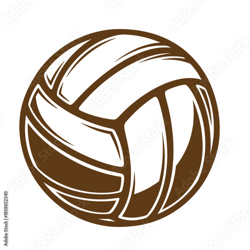 Vintage Brown volleyball icon on white background for sports design