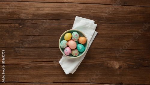 Colorful Easter eggs arrang...
