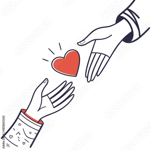 Heart in Hands Illustration for Non-Profit Charity Support and Compassionate Care Concepts