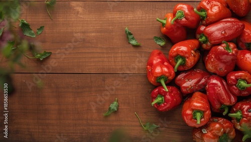 Vibrant chili peppers on a ...