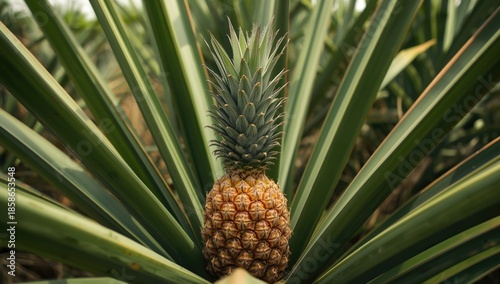 Freshly grown pineapples on...