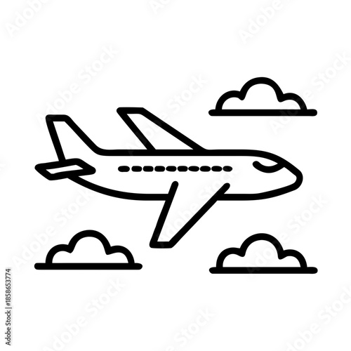 Modern Airline Logo Featuring Airplane Flying Above Horizon Line, Concept of Global Connectivity and Air Transport