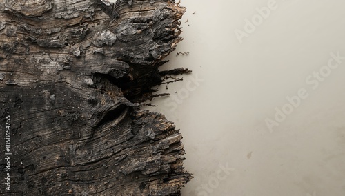 Detailed view of charred an...