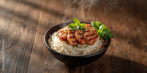 Grilled pork rice noodles g...