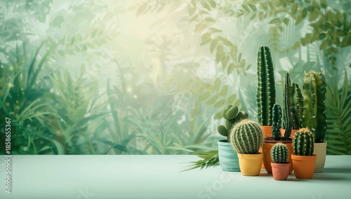 Container-grown cacti with ...