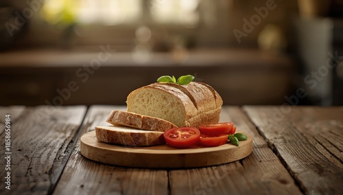 Freshly baked bread topped ...