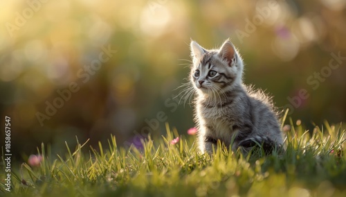 Lonely cat sitting alone wi...