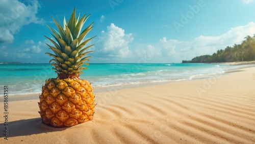 Tropical pineapple placed o...