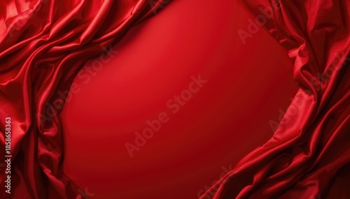 Red silk textile from a top...