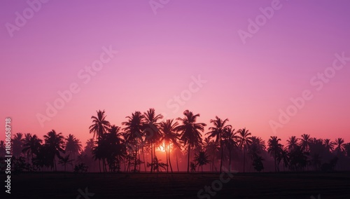 Sunset over a tropical land...