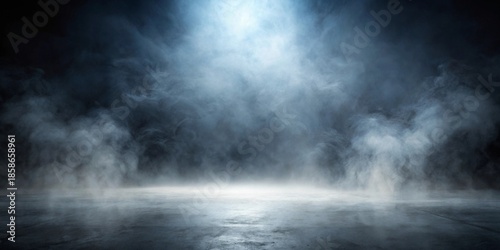 Ethereal mist swirls and drifts across a dimly lit, textured surface, creating a mysterious atmospheric scene