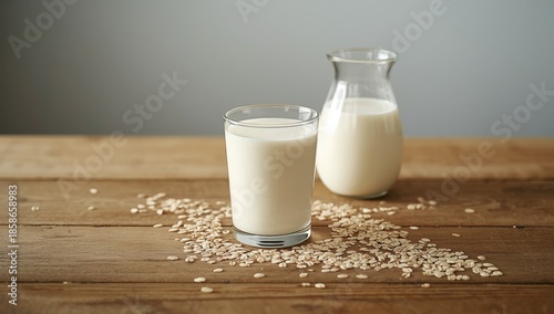 Oat milk served in a glass ...
