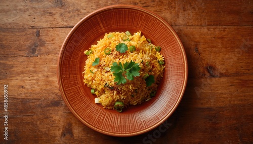 Rustic-style Asian rice dis...