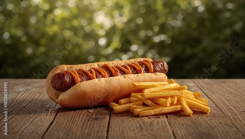 Grilled beef hotdog alongsi...