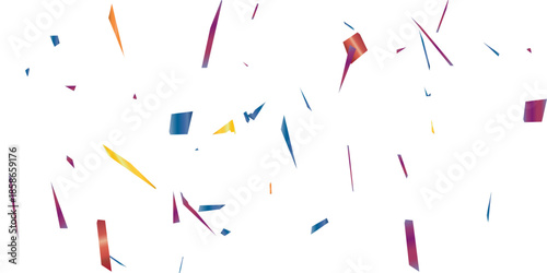 colorful confetti pattern  celebration against a clean white background with vibrant shapes and lines or blue and red pieces