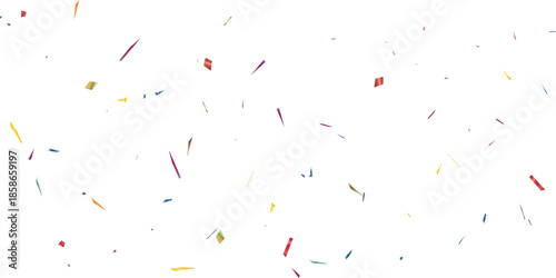 festive image featuring scattered confetti in yellow, blue, and magenta white background surface view, perfect for adding a celebratory touch to your designs.	