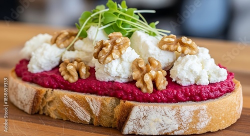 Beet  Cheese Open Sandwich.