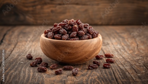 Dried brown raisin arranged...