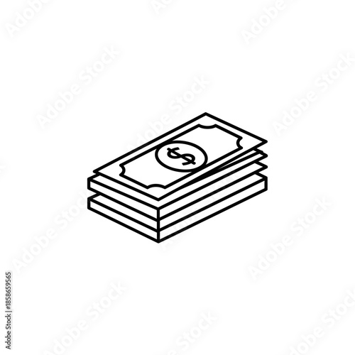 Stack of Money Bills Illustration for Financial and Banking Themes