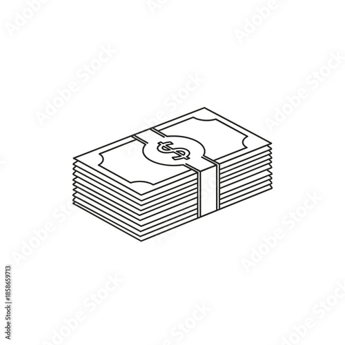 Stack of Money Currency Bills with Dollar Sign for Financial Growth