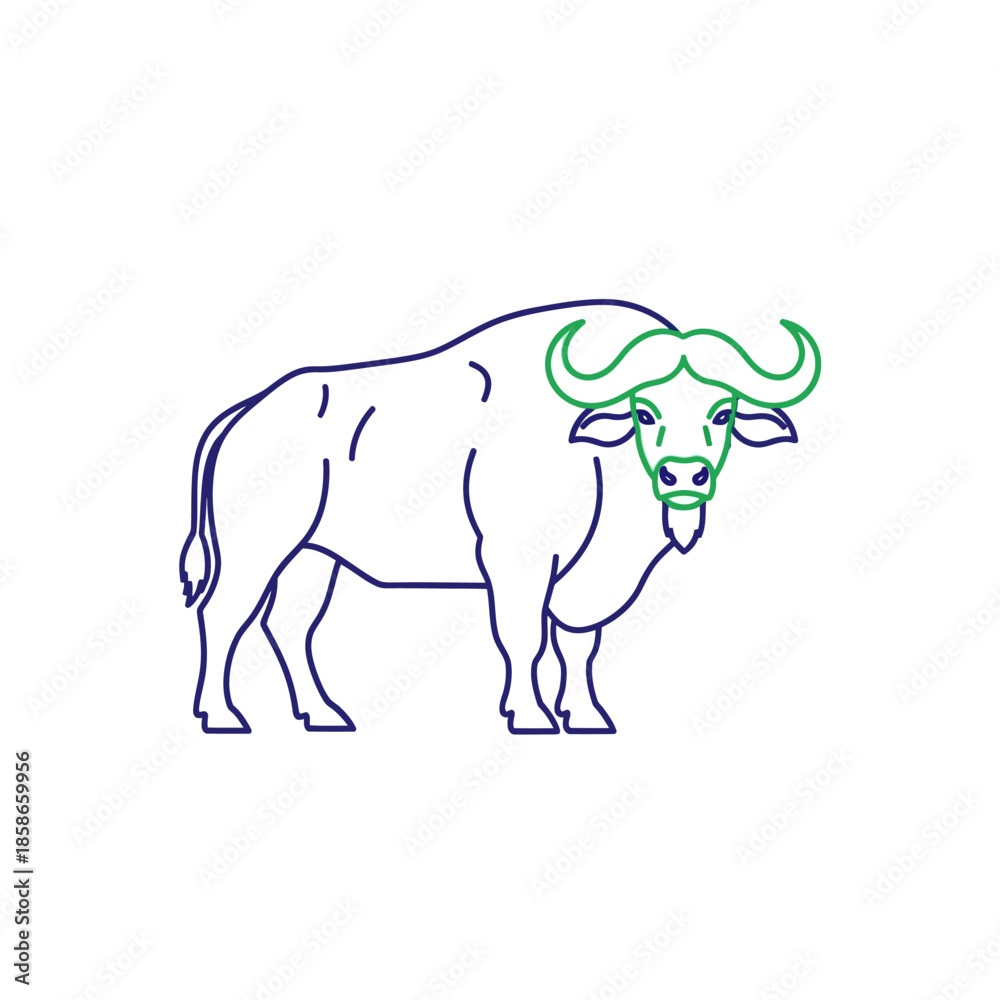 Fototapeta premium Stylized Line Drawing of a Bull, Minimalist Animal Illustration for Editorial Use