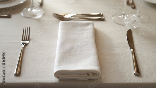 Plain white napkin with a t...