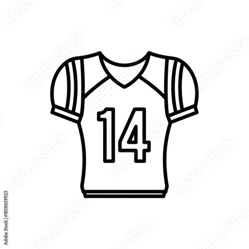 Young Football Player Wearing Number 14 Jersey Ready for Game Action