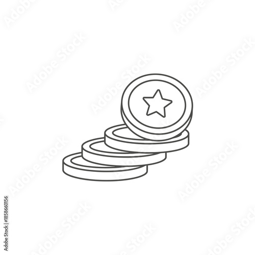 Vector Illustration of Stacked Coins with Star Symbol for Financial and Investment Themes
