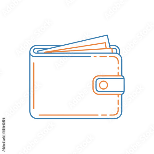 Close-up of a Minimalist Wallet with Credit Cards and Cash on a White Background