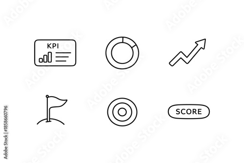 Minimalistic line design: business and analytics icons for success tracking