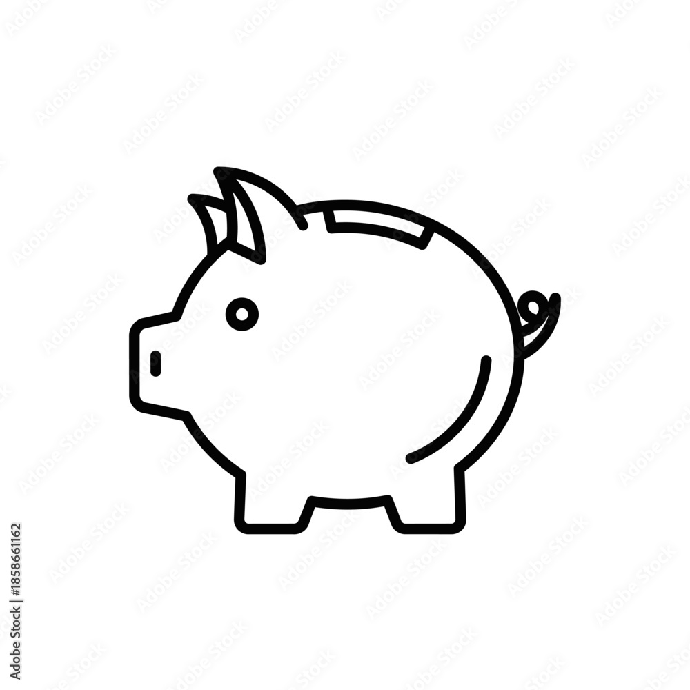 Obraz premium Cute Black and White Line Art of a Piggy Bank for Financial Savings Concepts