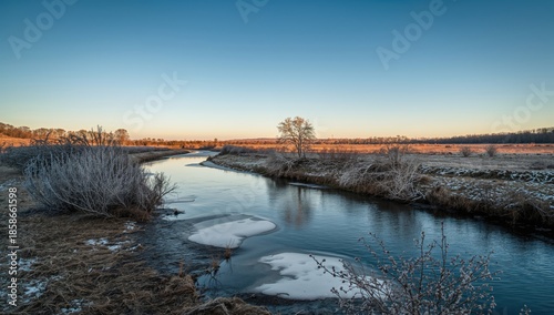 Springtime river scene with...