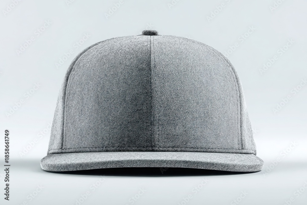 Fototapeta premium A unique patterned cap displayed against a neutral background, showcasing its intricate design. Snapback cap mockup