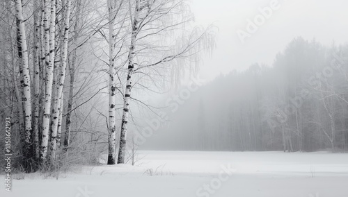 Birch bark and trunks in a ...