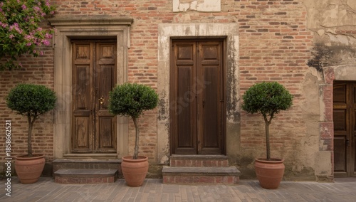 Old wooden entrance doors a...