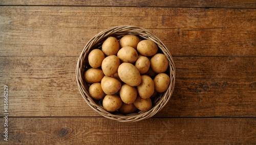 Raw baby potatoes in a bask...