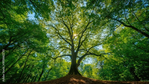Bottom-up view of tree with...