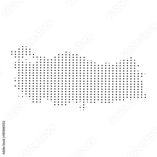 Turkey Map With Dotted Pattern Isolated on White Background