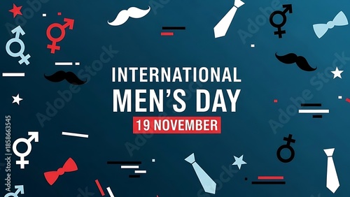 Celebrating international men's day on november nineteenth with festive graphic elements design
