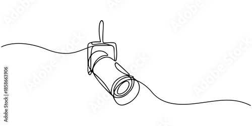 Continuous Line Drawing of a Spotlight Beam, Continuous one line drawing soft box lighting. Video shooting tools concept. Single line draw design. one line Icon drawing with white background