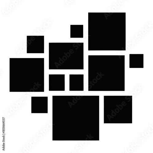 Stylish black photo collage template with multiple blank frames for displaying memories