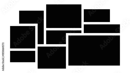 Modern photo collage template with various rounded rectangular frames for creative display