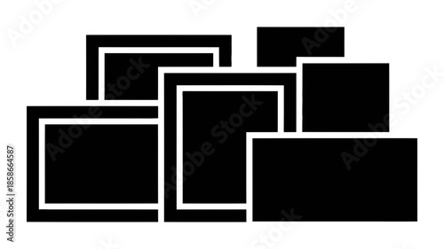 Stylish black photo collage template with multiple blank frames for displaying memories