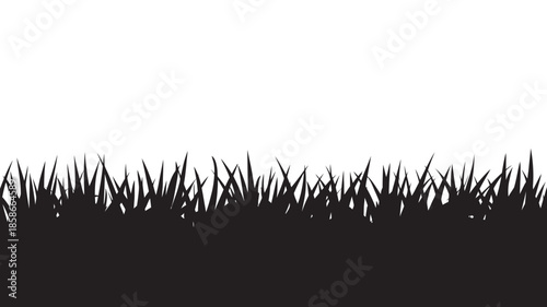 A simple silhouette illustration of lush grass creating a natural border against white
