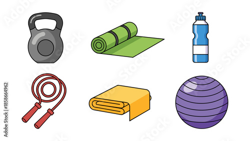 Fitness essentials: workout equipment icons for a healthy lifestyle