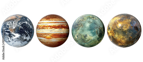Four planets displayed in a row
