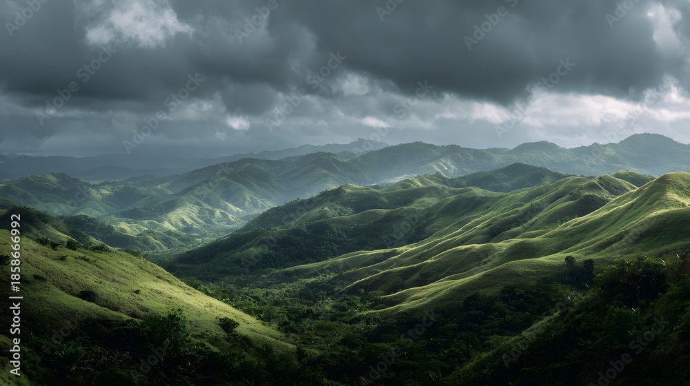 Fototapeta premium Dramatic Mountain Landscape Under Stormy Skies.