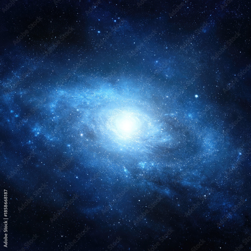 Fototapeta premium Vibrant spiral galaxy with bright center swirling in dark space